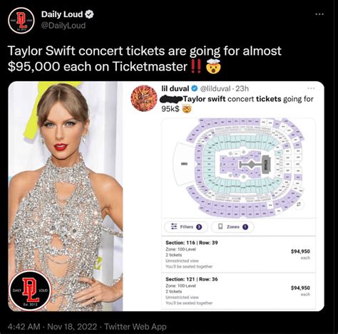 How much are taylor swift tickets 2024 on ticketmaster - Jul 5, 2023 · Ticketmaster Singapore’s website. Standard ticket prices range from SGD108 (P4,425.77) to SGD348 (P14,260.83), while VIP packages range from SGD 328 (P13,441.24) to SGD1,228 (P50,322.69). Ticket ... 